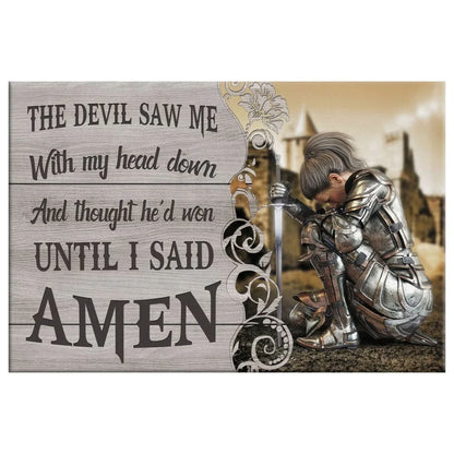 the devil saw me with my head down woman warrior of christ wall art canvas (Landscape)