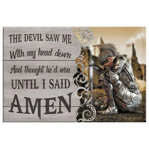 the devil saw me with my head down woman warrior of christ wall art canvas (Landscape)