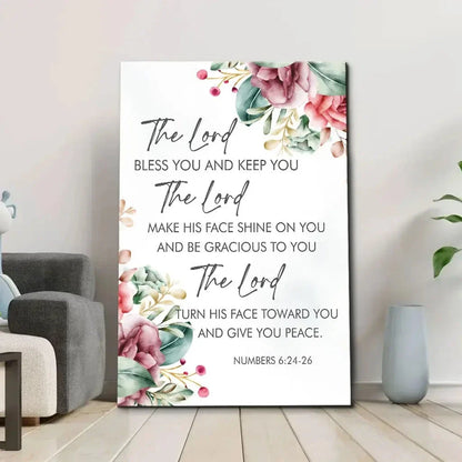the lord bless you and keep you floral numbers 6 24 26 wall art canvas (view 3)