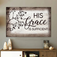 rustic his grace is sufficient christian wall art canvas (Landscape)