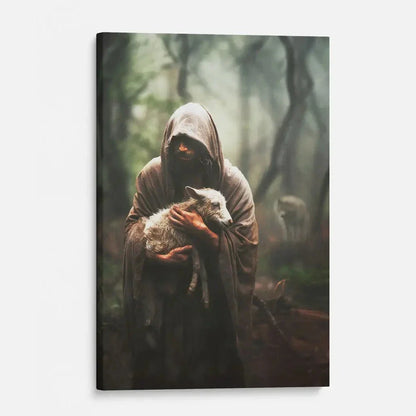 jesus carrying lost sheep wall art canvas (Landscape) (view 5)