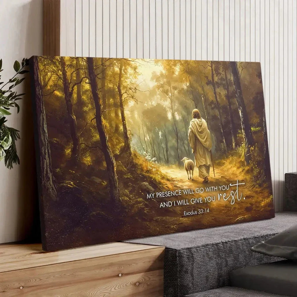 exodus 33 14 my presence will go with you wall art canvas (Landscape) (view 3)