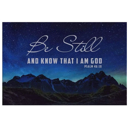 psalm 46 10 be still know that i am god mountain stars wall art canvas (Landscape) (view 3)