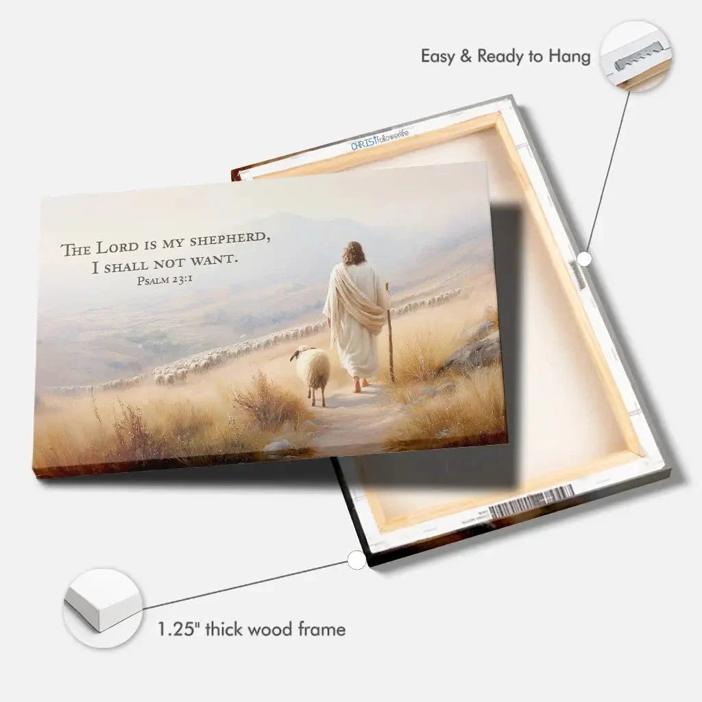psalm 23 kjv the lord is my shepherd i shall not want wall art canvas (Landscape) (view 4)