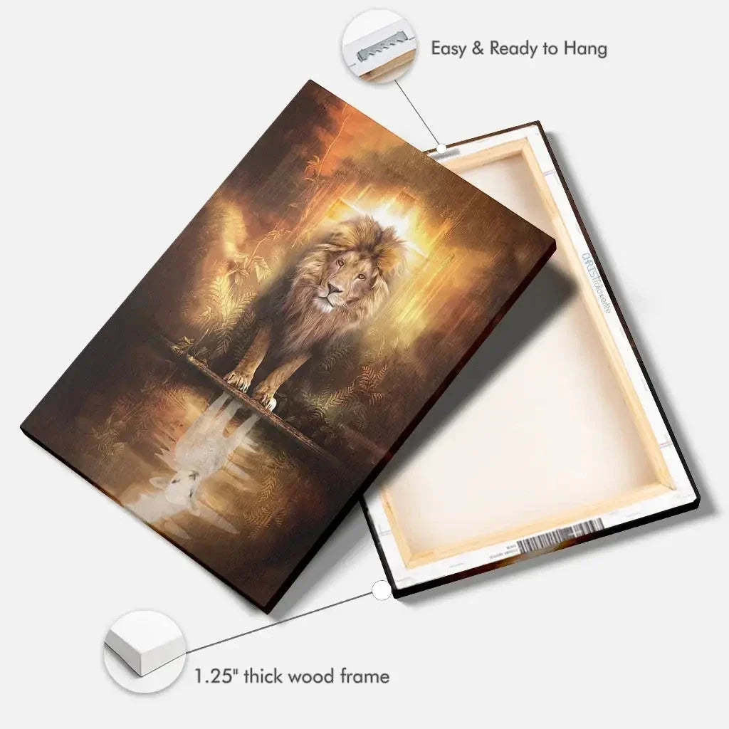 lion of judah reflection of the lamb wall art canvas (view 5)