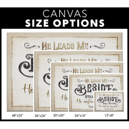 psalm 23 2 3 he leads me beside the still waters wall art canvas (Landscape) (view 2)