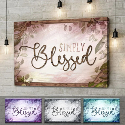 rustic simply blessed canvas wall art christian wall decor (Landscape) (view 3)