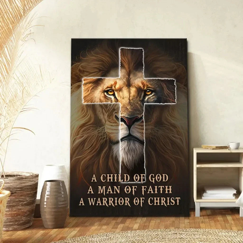 christian wall art a child of god a man of faith a warrior of christ canvas