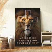 christian wall art a child of god a man of faith a warrior of christ canvas