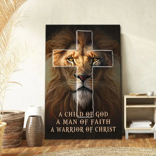 christian wall art a child of god a man of faith a warrior of christ canvas