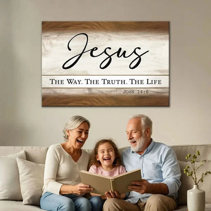 jesus the way the truth the life christian wall art canvas (Landscape) (view 2)
