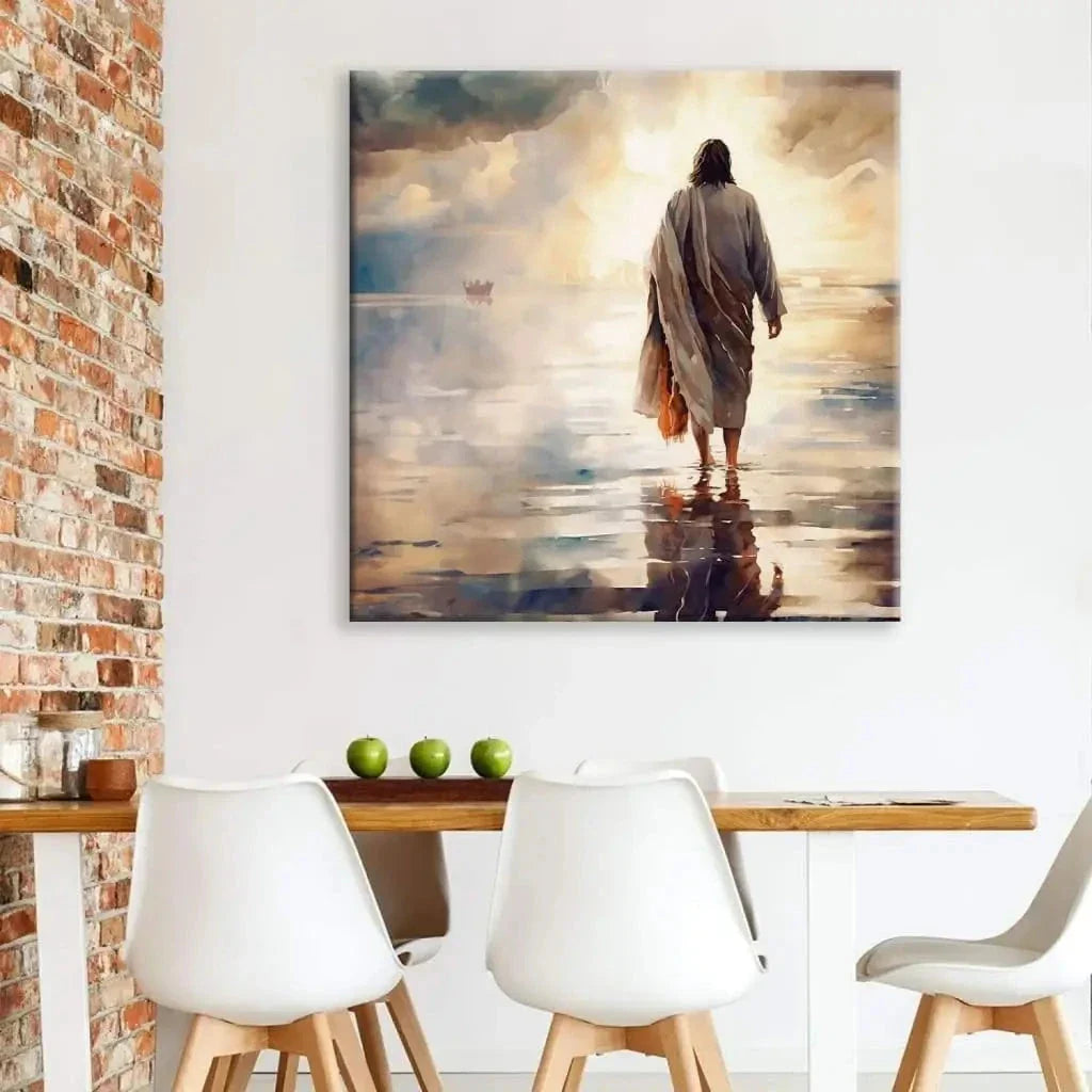 jesus walking on water wall art canvas print (view 4)