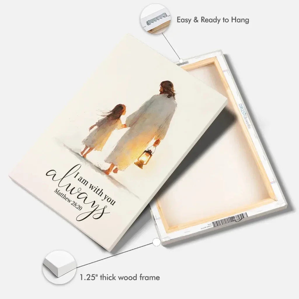 jesus holding child s hand i am with you always christian wall art canvas (view 4)