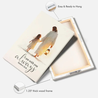 jesus holding child s hand i am with you always christian wall art canvas (view 4)
