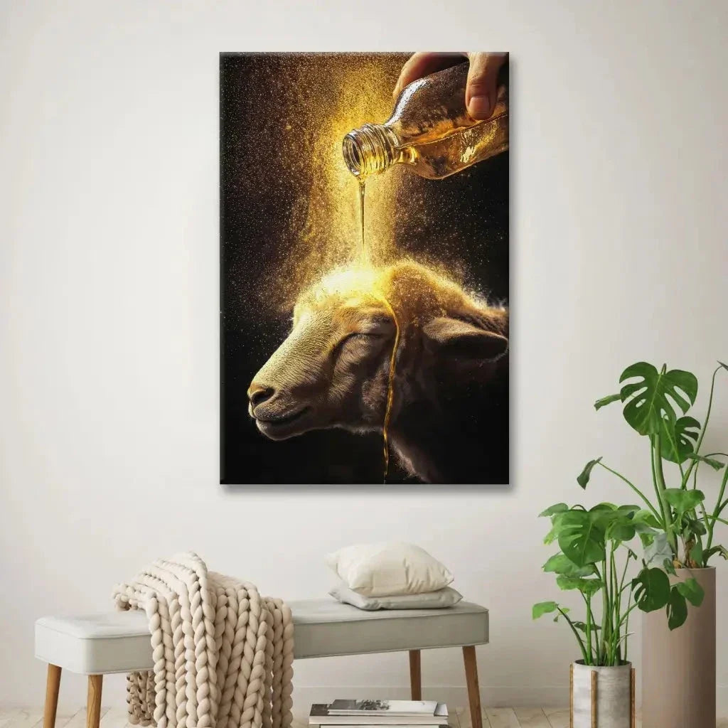 christian wall art a lamb anointed with oil canvas (view 4)
