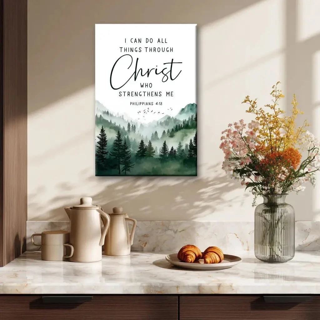 philippians 4 13 i can do all things through christ wall art canvas print (Landscape) (view 2)