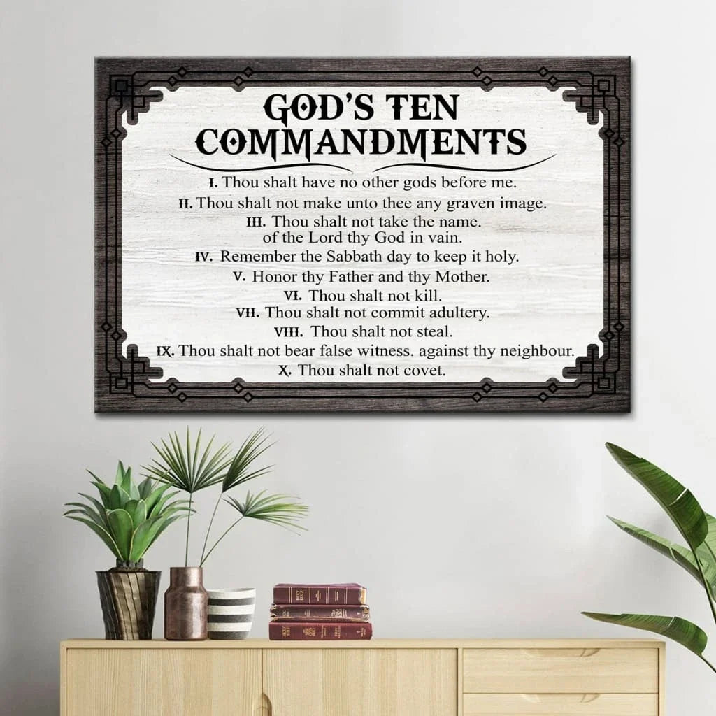 god s ten commandments wall art canvas (Landscape) (view 2)