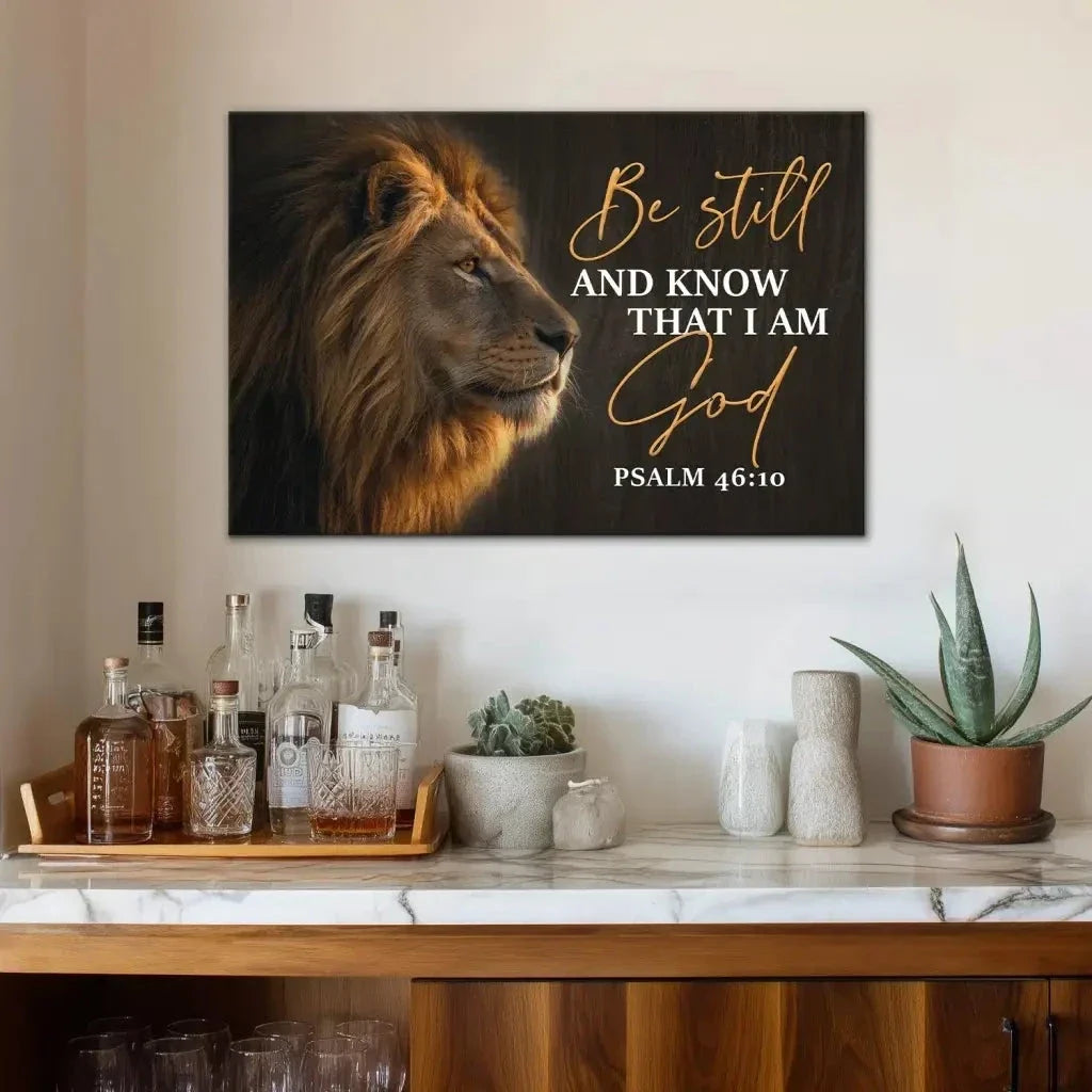 be still and know that i am god lion of judah christian wall art canvas print (Landscape) (view 4)