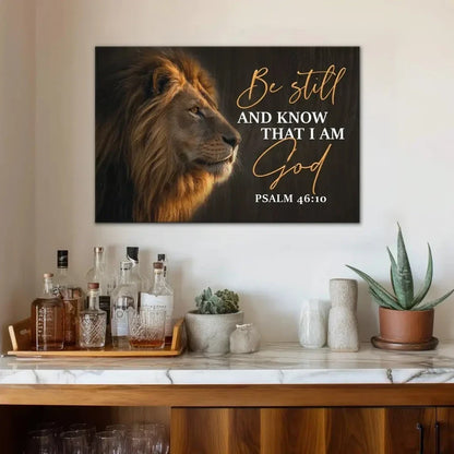 be still and know that i am god lion of judah christian wall art canvas print (Landscape) (view 4)