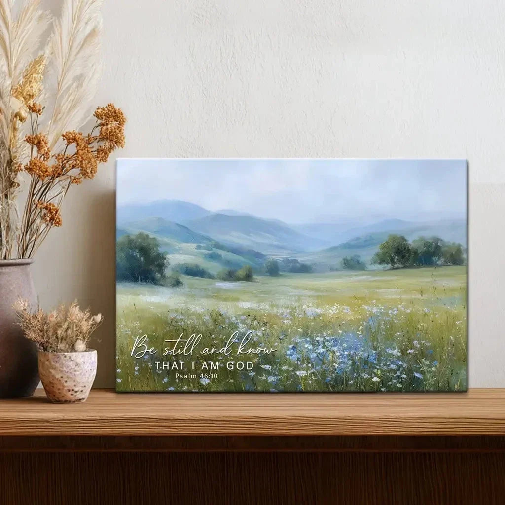 be still and know that i am god psalm 46 10 wall art canvas print (Landscape) (view 5)