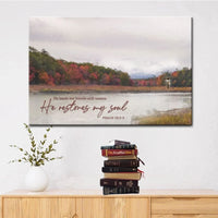 he leads me beside still waters he restores my soul wall art canvas print (Landscape)