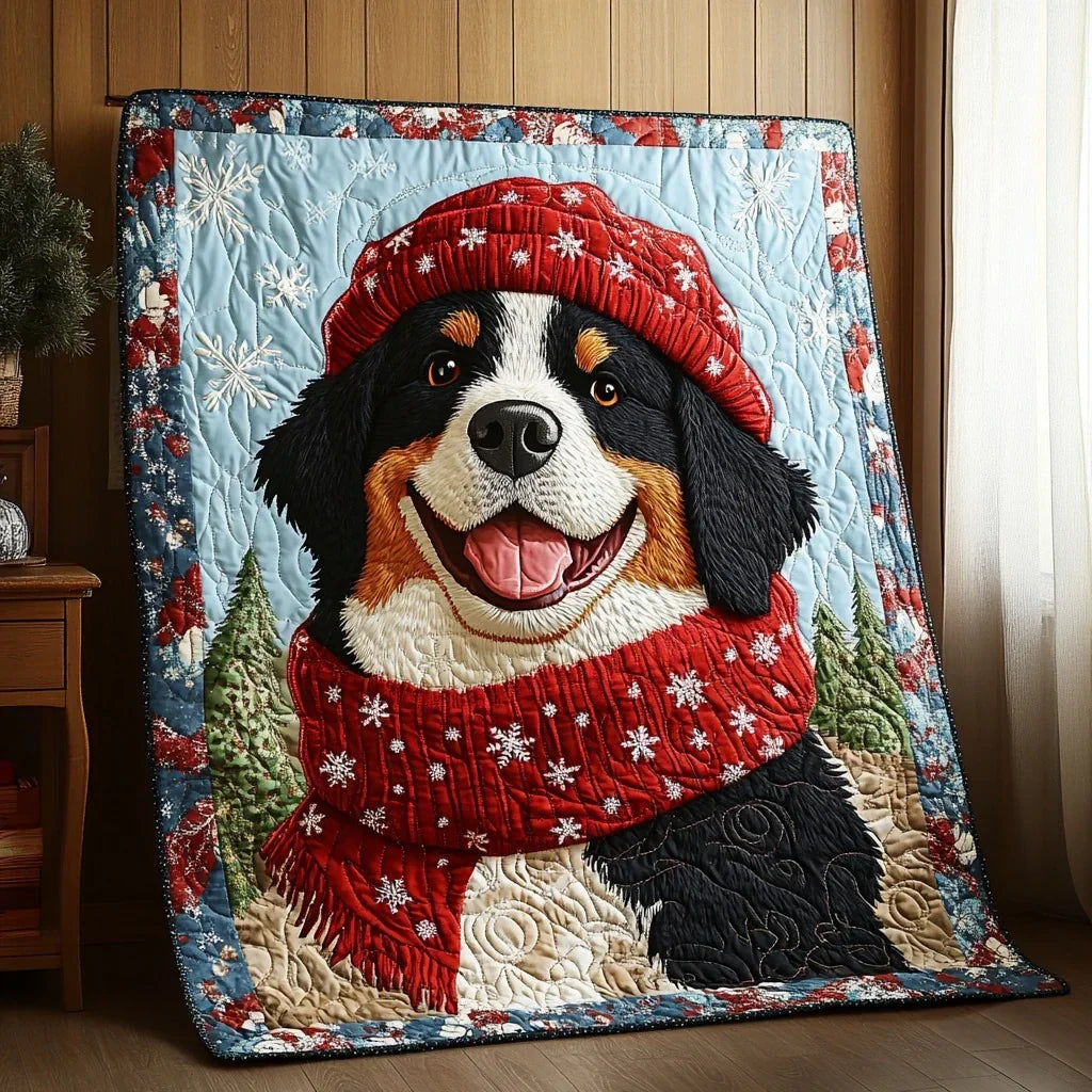 Christmas Bernese Mountain Quilt Blanket
