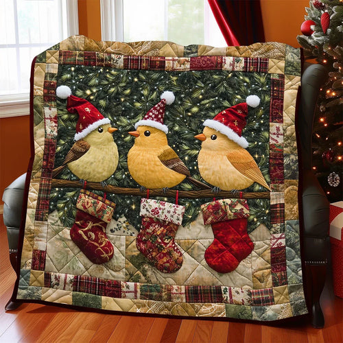 Christmas Bird Quilt Blanket