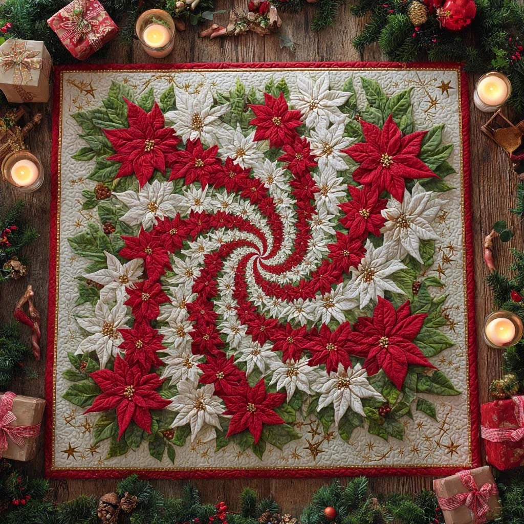 Christmas Bloom Spiral Quilted Table Topper
