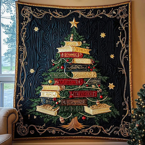 Christmas Book Tree Quilt Blanket
