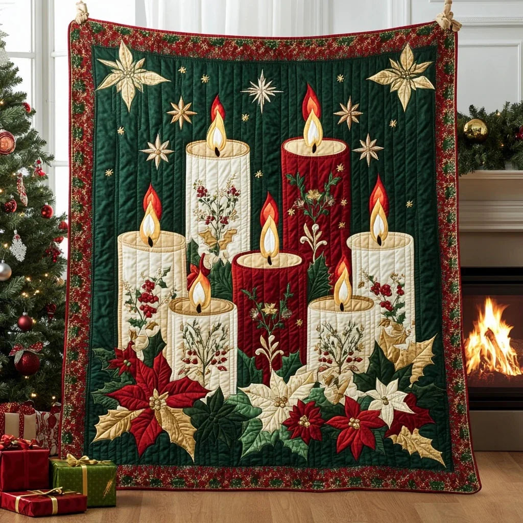 Christmas Candles Quilt Blanket