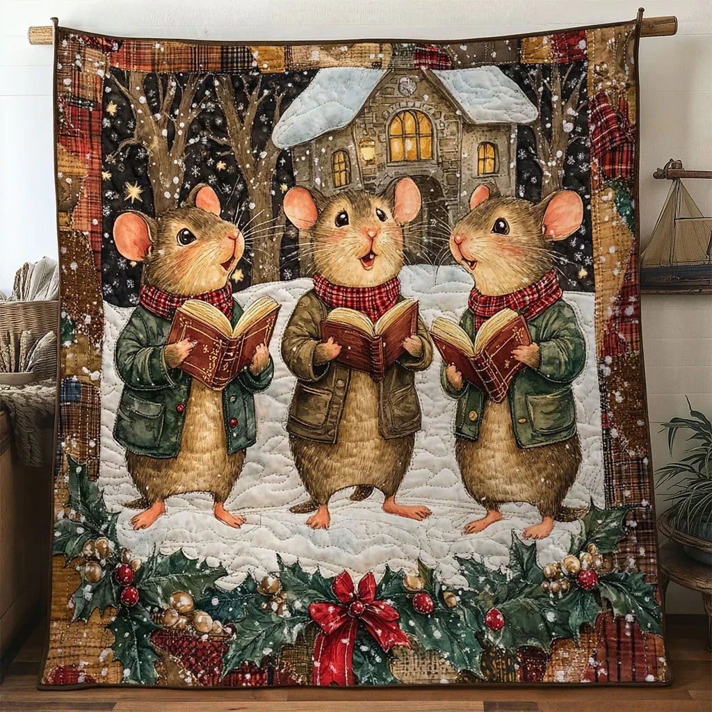 Christmas Carol Mouse Quilt Blanket