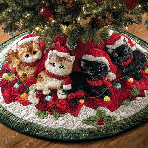 Christmas Cat Whiskers Christmas Quilted Tree Skirt