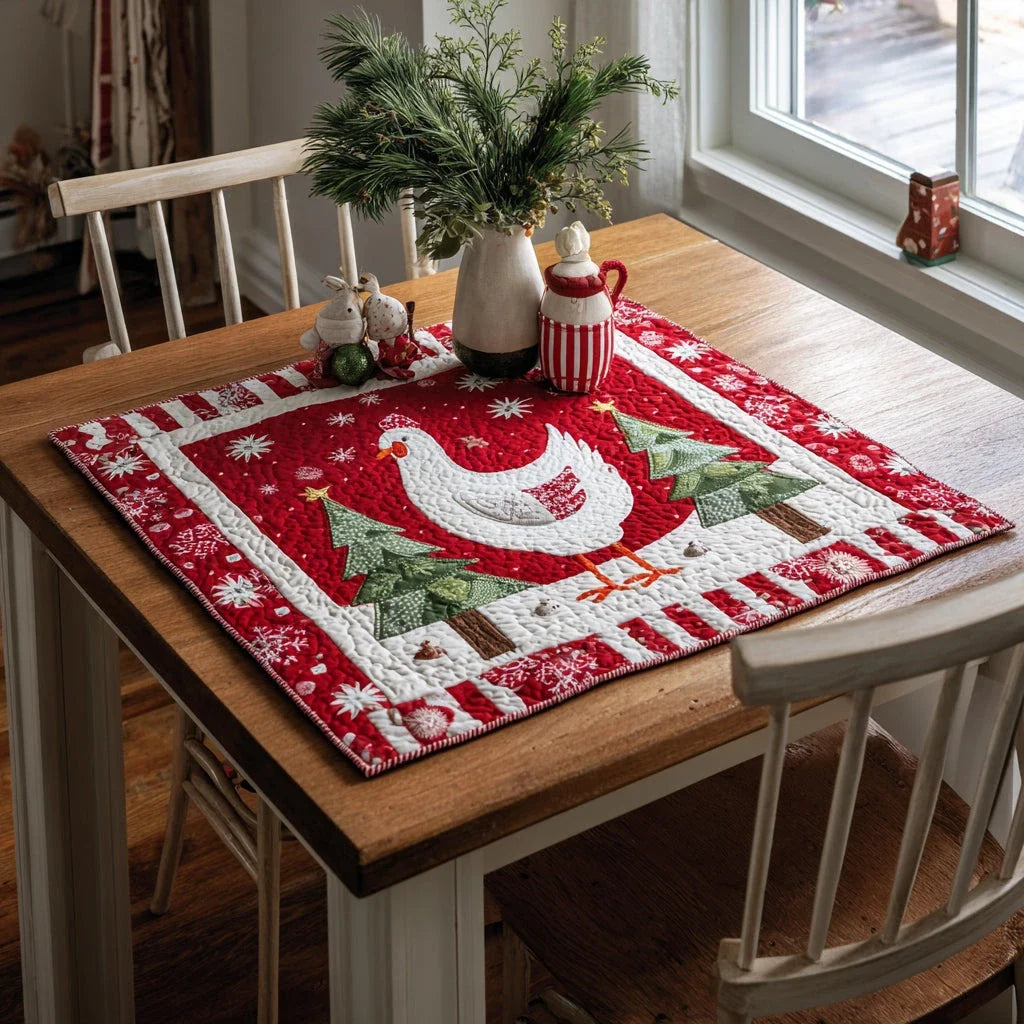 Christmas Chicken Quilted Table Topper