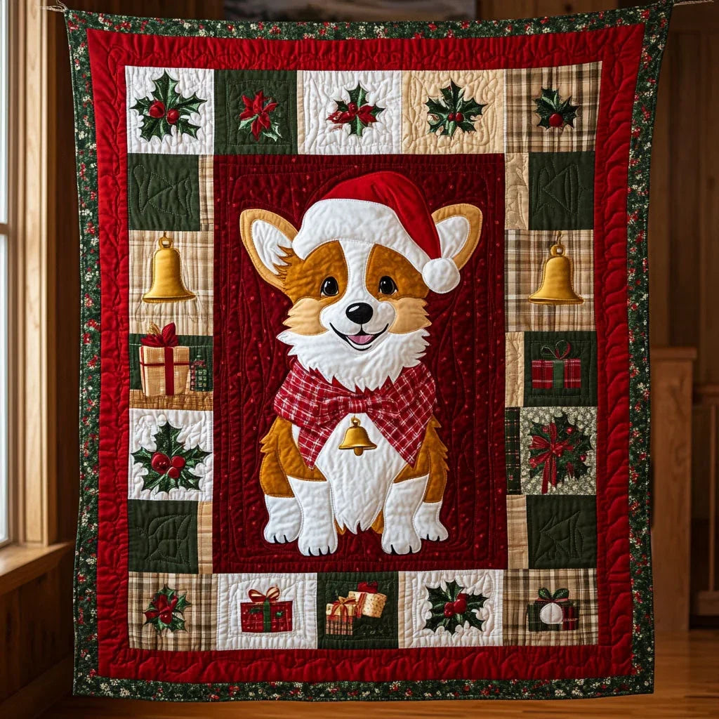 Christmas Corgi Quilt Blanket