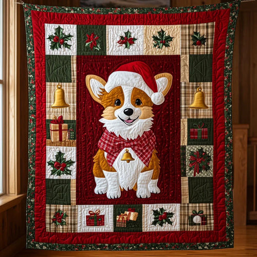 Christmas Corgi Quilt Blanket