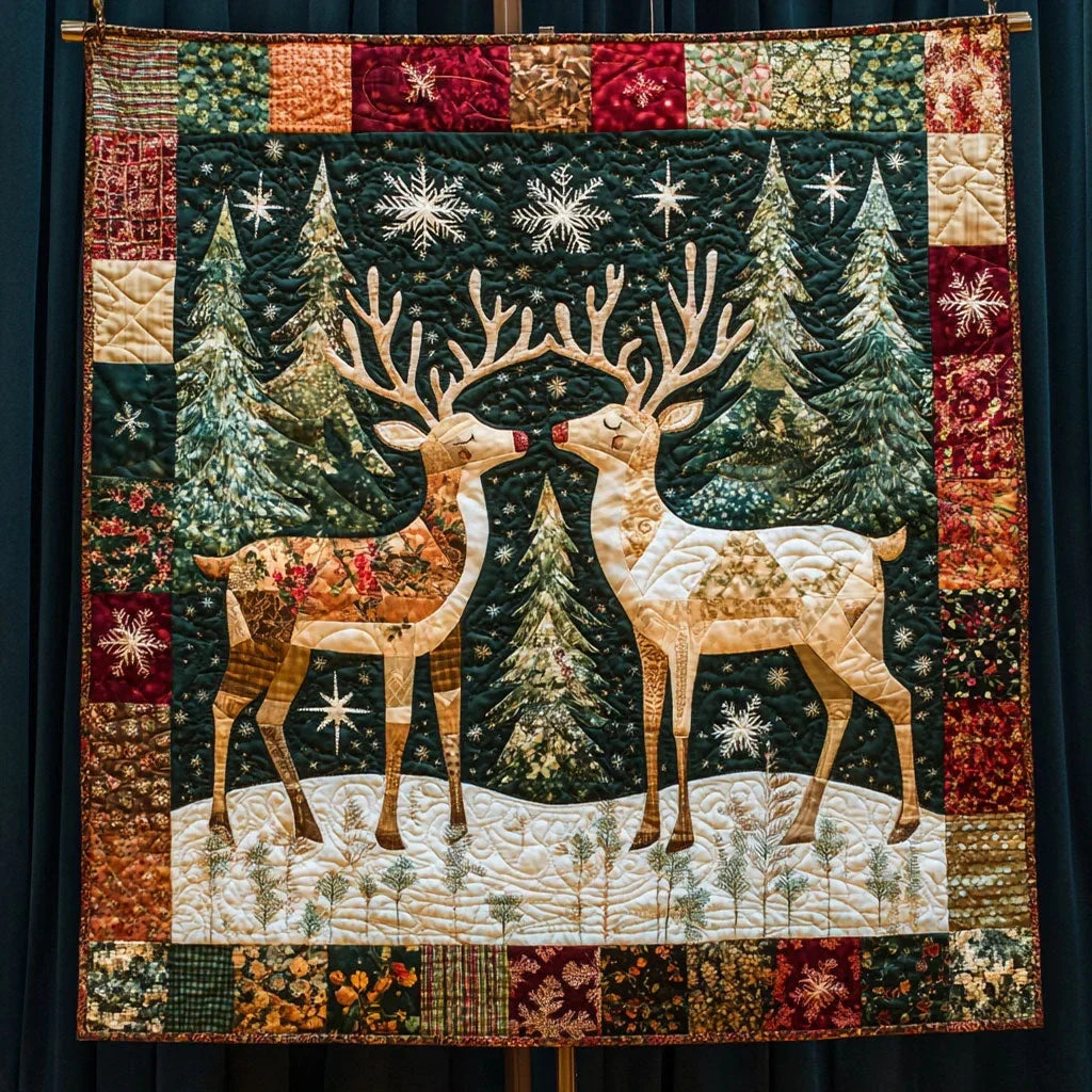 Christmas Deer Quilt Blanket