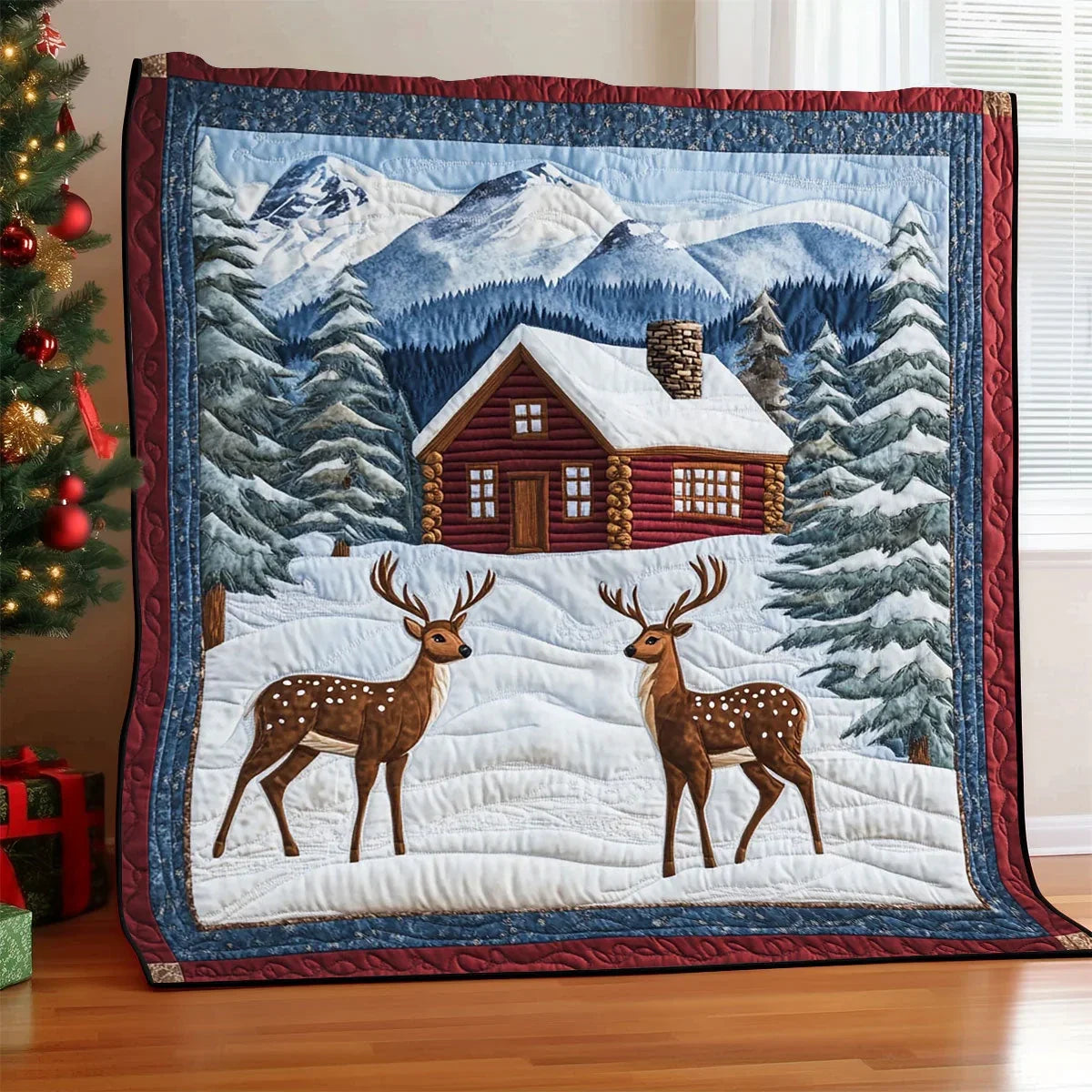 Christmas Deer Quilt Blanket