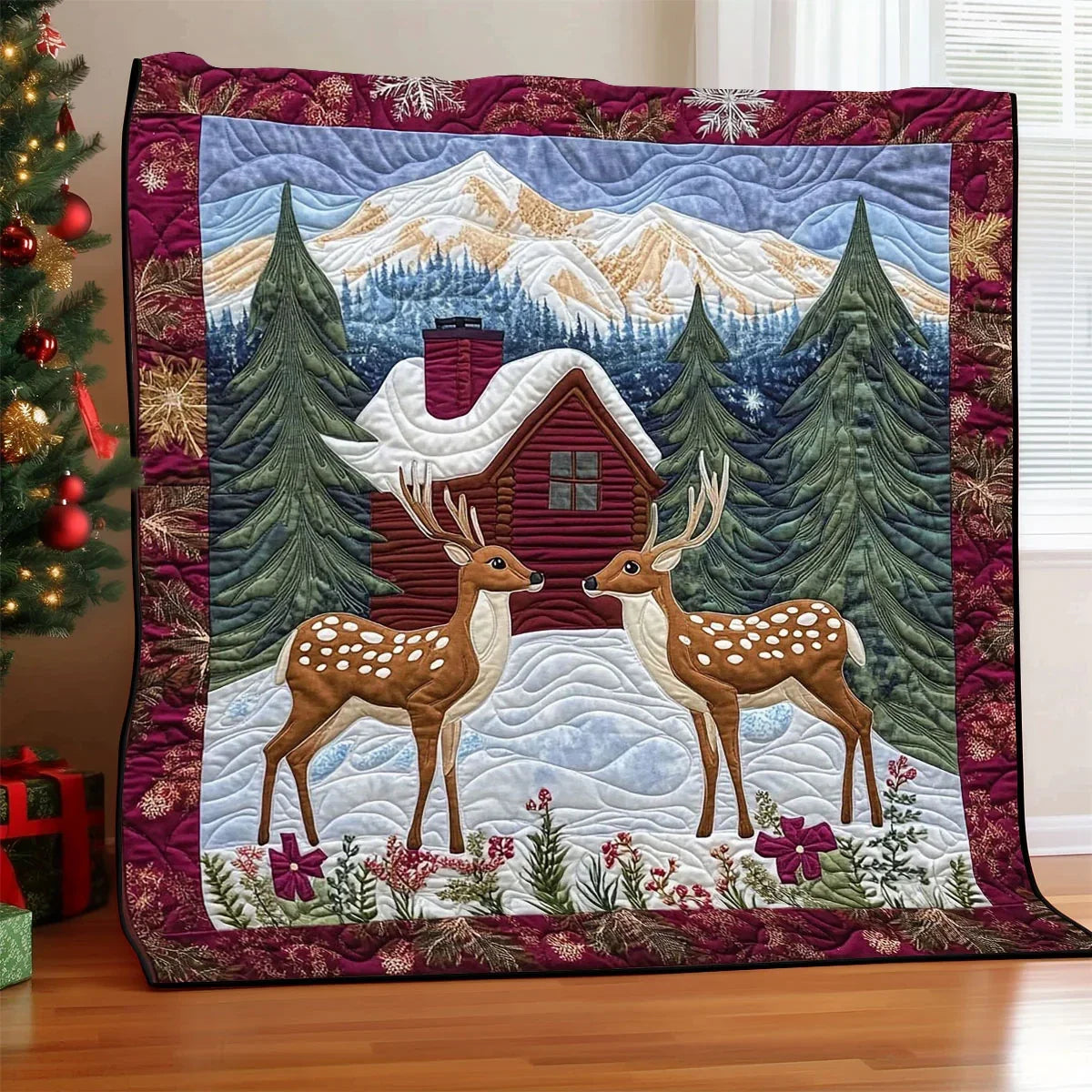 Christmas Deer Quilt Blanket