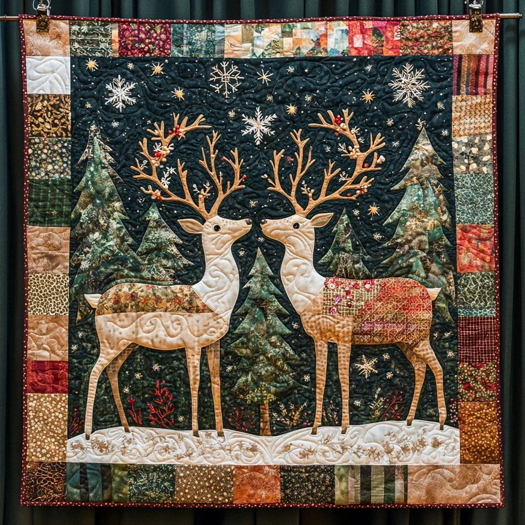 Christmas Deer Quilt Blanket