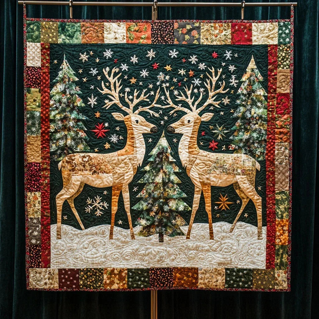 Christmas Deer Quilt Blanket