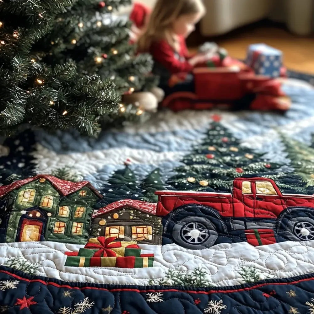 Christmas Delivery Quilted Christmas Tree Skirt