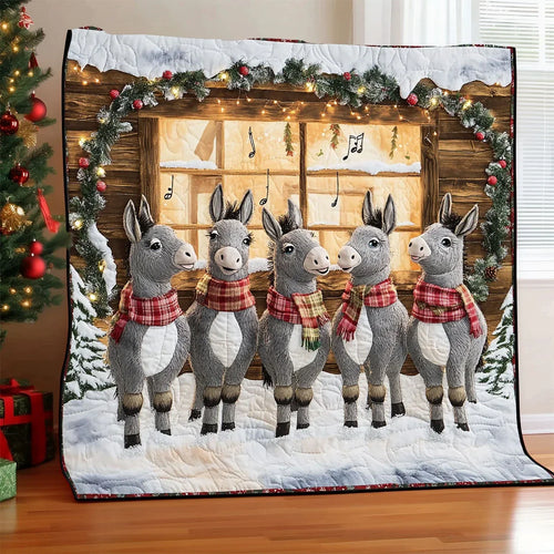 Christmas Donkey Singing Day Quilt Blanket