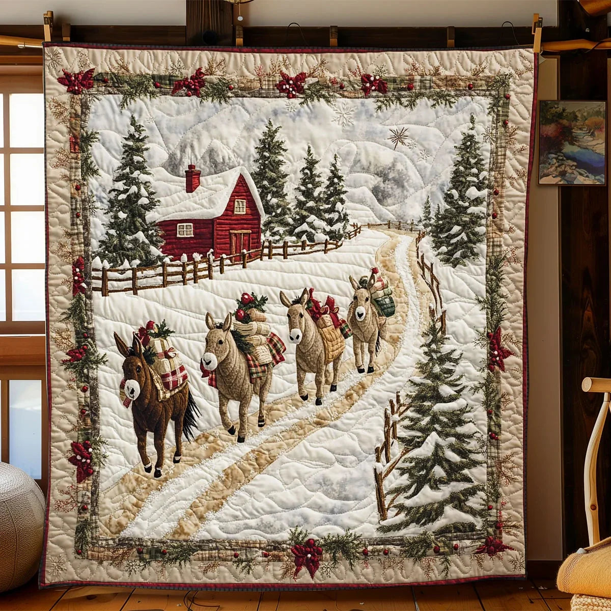 Christmas Donkey Quilt Blanket