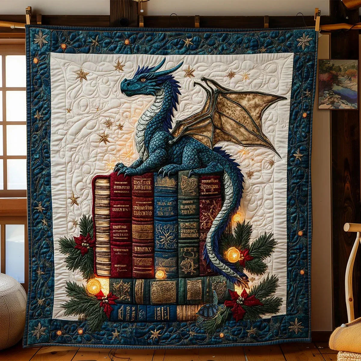 Christmas Dragon Tales Quilt Blanket