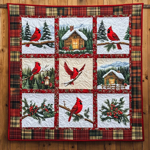 Christmas Glow Cardinal Quilt Blanket
