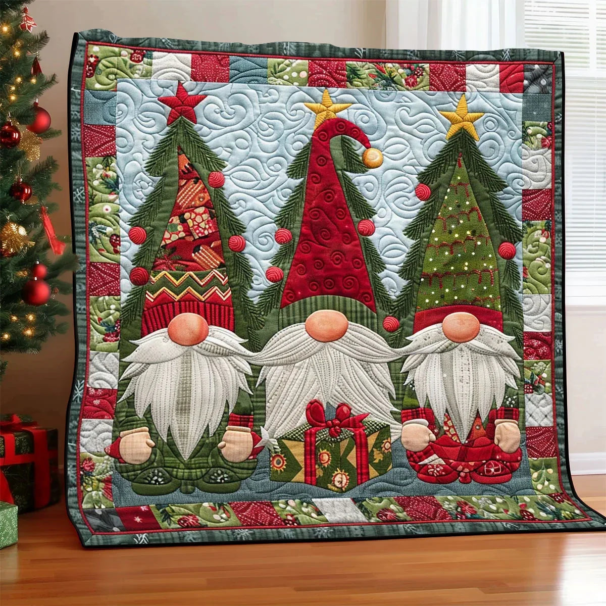 Christmas Gnome Quilt Blanket