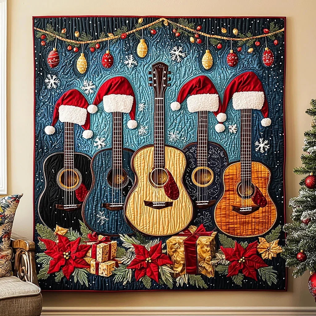 Christmas Guitar Quilt Blanket