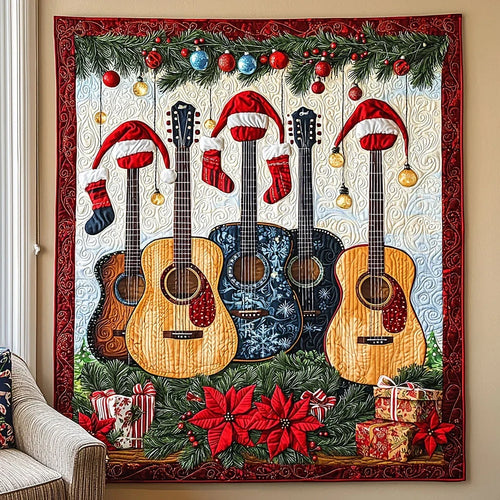 Christmas Guitar Quilt Blanket