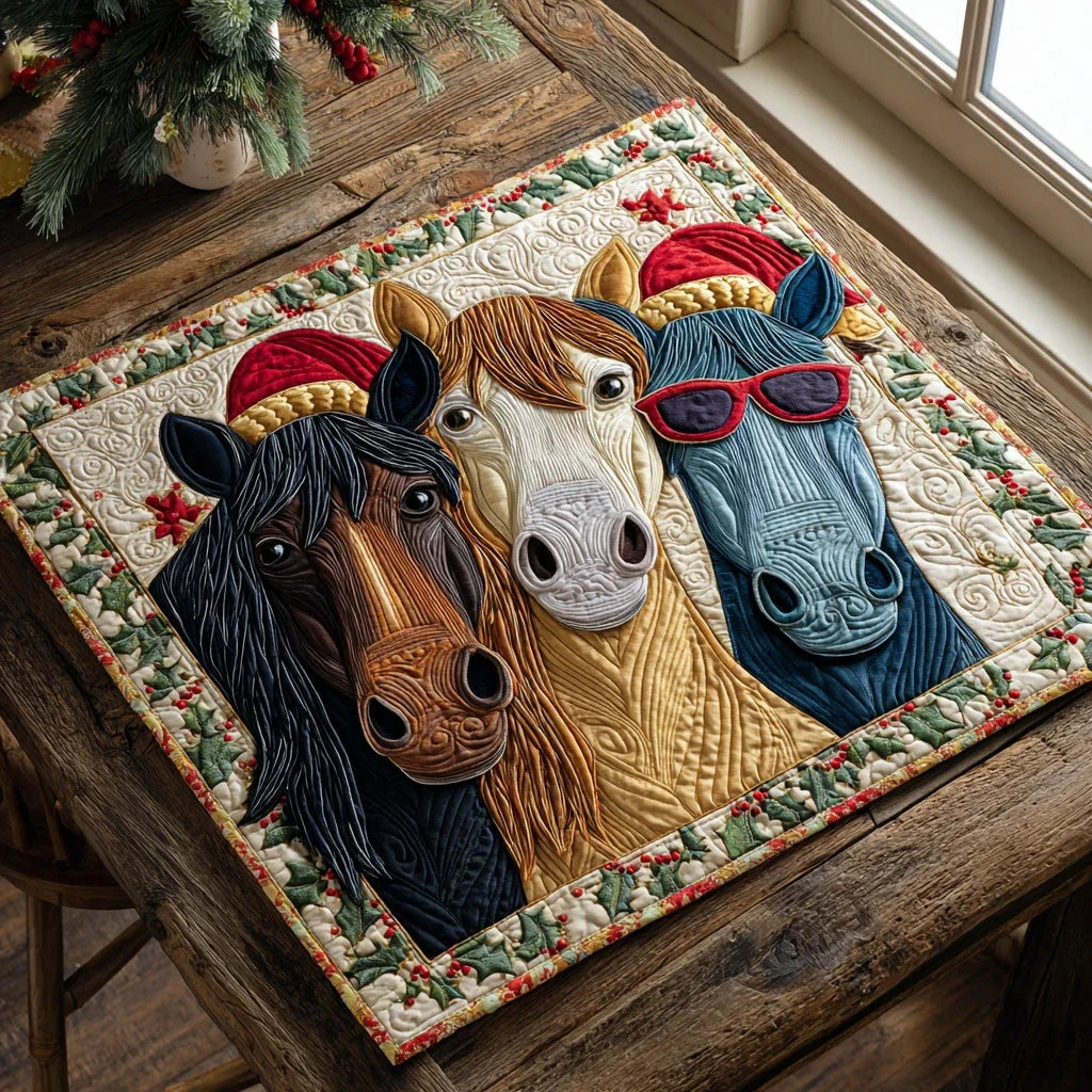 Christmas Horse Quilted Table Topper