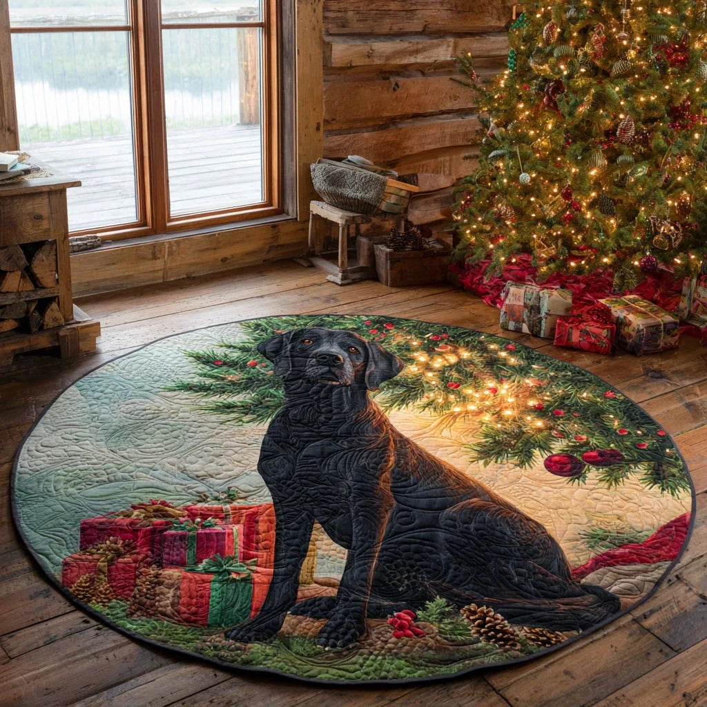 Christmas Lab Quilted Round Mat